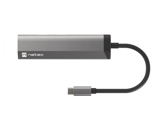 Adapteris Natec Multi-Port Adapter Fowler Slim 0.15 m, Grey, USB Type-C