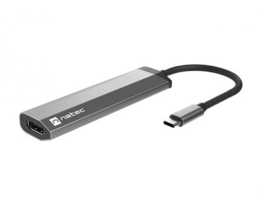 Adapteris Natec Multi-Port Adapter Fowler Slim 0.15 m, Grey, USB Type-C