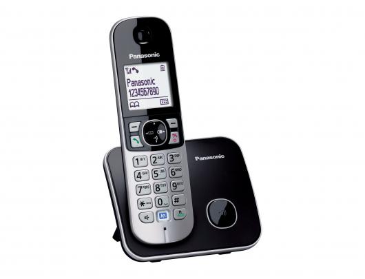 Telefonas Panasonic KX-TG6811, LCD ekranas, skambintojo ID, garsiakalbis, juodas