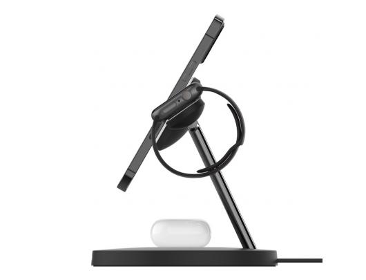 Belaidis įkroviklis Belkin Pro MagSafe 3in1 Wireless Charging Stand + AC Power Adapter BOOST CHARGE Black, 15 W