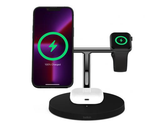 Belaidis įkroviklis Belkin Pro MagSafe 3in1 Wireless Charging Stand + AC Power Adapter BOOST CHARGE Black, 15 W