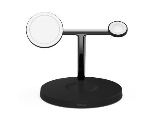 Belaidis įkroviklis Belkin Pro MagSafe 3in1 Wireless Charging Stand + AC Power Adapter BOOST CHARGE Black, 15 W