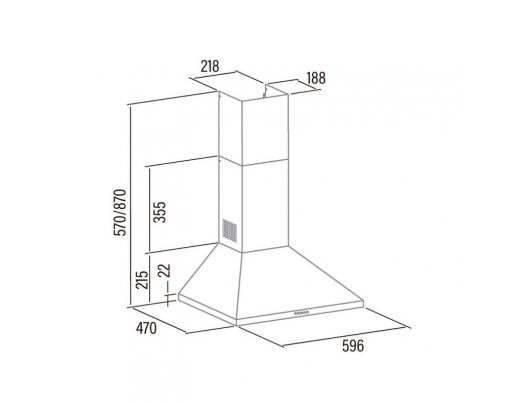 Gartraukis CATA Hood  V-6000 X Wall mounted, Energy efficiency class C, Width 60 cm, 480 m³/h,  Mechanical control, LED, Grey