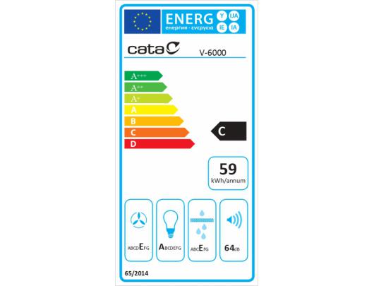 Gartraukis CATA Hood  V-6000 X Wall mounted, Energy efficiency class C, Width 60 cm, 480 m³/h,  Mechanical control, LED, Grey