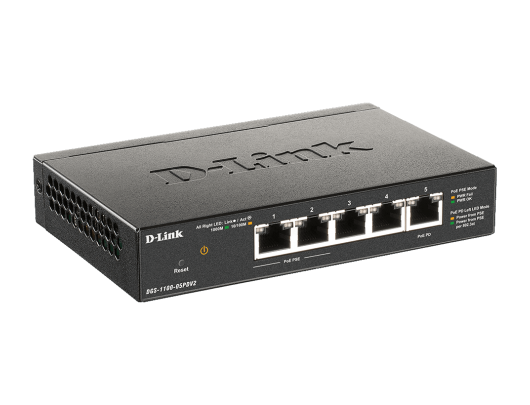 Komutatorius D-Link 5-Port Gigabit PoE Smart Managed Switch and PoE Extender DGS-1100-05PDV2 Web managed, Desktop