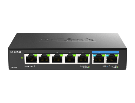 Komutatorius D-Link 7-Port Multi-Gigabit Unmanaged Switch DMS-107/E Unmanaged, Desktop