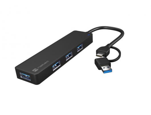 Adapteris Natec USB 3.0 HUB, Mayfly, 4-Port, Black