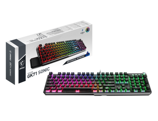 Klaviatūra MSI Gaming Keyboard VIGOR GK71 SONIC BLUE RGB LED light, US, Wired, Black, Blue Switches, Numeric keypad