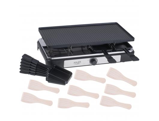 Elektrinis grilis Adler Raclette - electric grill AD 6616 Table, 1400 W,  Black/Stainless steel