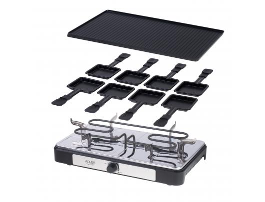 Elektrinis grilis Adler Raclette - electric grill AD 6616 Table, 1400 W,  Black/Stainless steel
