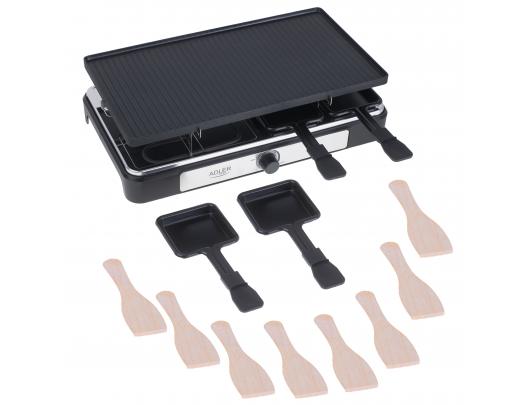 Elektrinis grilis Adler Raclette - electric grill AD 6616 Table, 1400 W,  Black/Stainless steel