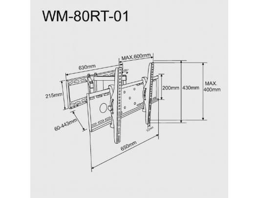 Televizoriaus laikiklis Gembird Wall mount Fixed 37-80" Maximum weight (capacity) 60 kg Black