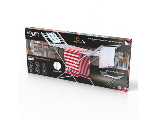 Sulankstoma elektrinė drabužių džiovyklė Adler AD 7821 Sidabrinė/Balta
