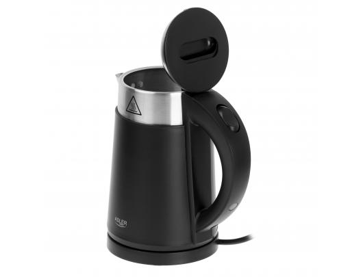 Virdulys Adler Kettle  AD 1372 Electric, 800 W, 0.6 L, Plastic/Stainless steel, 360° rotational base, Black