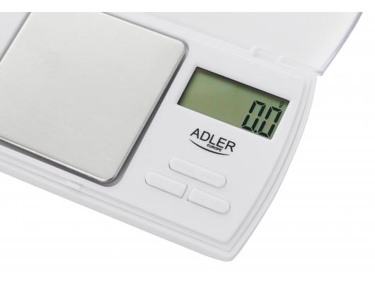 Svarstyklės Adler Precision scale AD 3161 Maximum weight (capacity) 0.5 kg, Accuracy 0.01 g, White