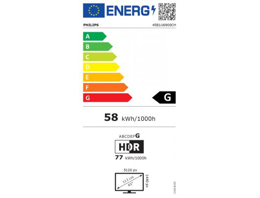 Monitorius Philips Curved Business Monito 	45B1U6900CH/00 44.5", VA, QHD, 5120x1440, 32:9, 4 ms, 450 cd/m², HDMI ports quantity 2, 60 Hz