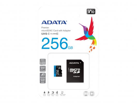 Atminties kortelė ADATA UHS-I 256GB microSDHC Flash memory class 10 Adapter