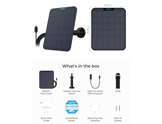 IP kameros įkroviklis Reolink Solar charger skirta video cameras Solar Panel 2 IP65