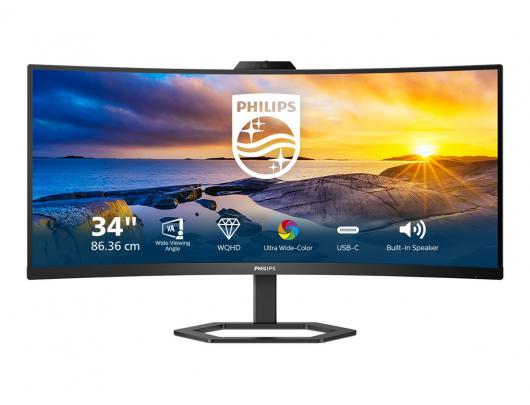 Monitorius Philips 34E1C5600HE 34 in VA WQHD 3440x1440 at 100 Hz 300 cd/m² HDMI, DisplayPort, USB-C 65 Watt Height, tilt Speaker(s)