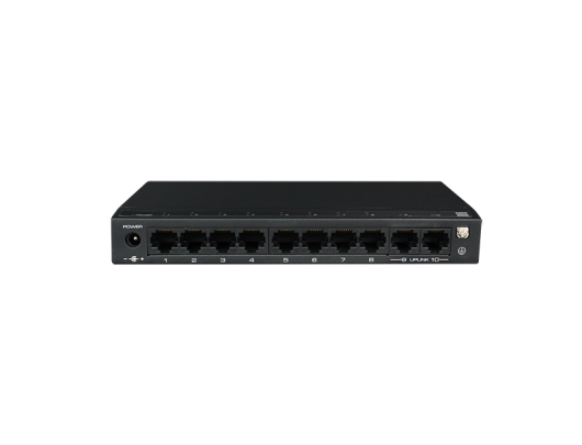 Komutatorius (Switch) UTEPO Switch SF10P-FHM (8 PoE-100Mbps, 2 Uplink,-1000 Mbps,PoE+(30W/port),3 mode:Default,VLAN,CCTV,120W,>250m,8KV ESD, Utepo