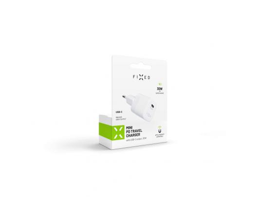 Įkroviklis Fixed Mini USB-C Travel Charger Fast charging, White, 30 W