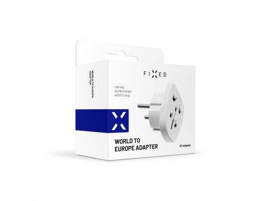 Adapteris Power, CEE 7/7, Type A, B, C, G, I, J, L, N, E, F, baltas.