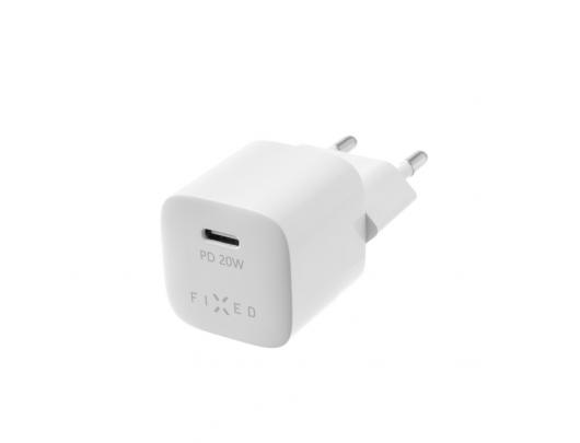 Įkroviklis Fixed Mini Travel Charger USB-C/USB-C Cable Fast charging, White, 20 W