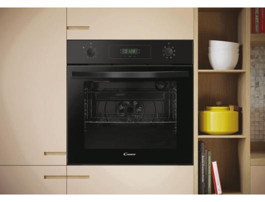 Orkaitė Candy FIDCP N615 L Oven, Conventional + Fan, Capacity 65, Mechanical control with digital clock, Black