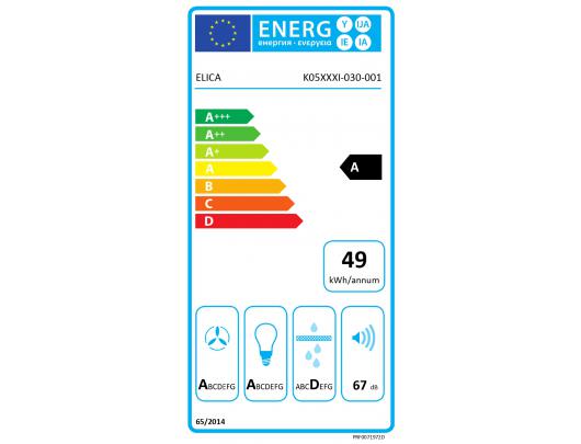 Gartraukis Elica JUNO WH/F/50, montuojamas ant sienos, energijos efektyvumo klasė A, plotis 50 cm, 700 m³/h, mygtukai, LED, baltas.