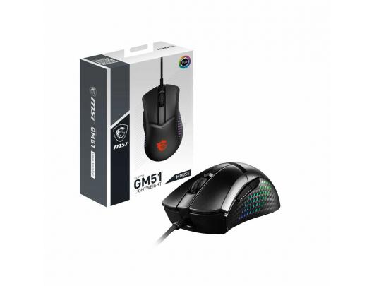 Pelė MSI GM51 Lightweight Optical, RGB LED light, Black, Gaming Mouse, 8000 Hz