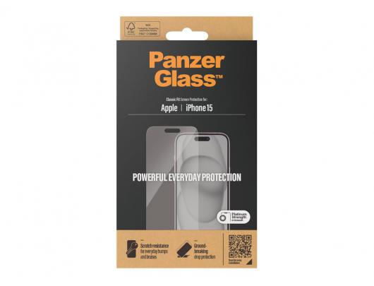 Apsauginis stiklas PanzerGlass Apple iPhone 15 Polietileno tereftalatas (PET) Skaidrus