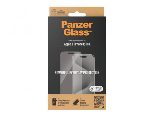 Ekrano apsauga PanzerGlass Apple iPhone 15 Pro, grūdintas stiklas, skaidri