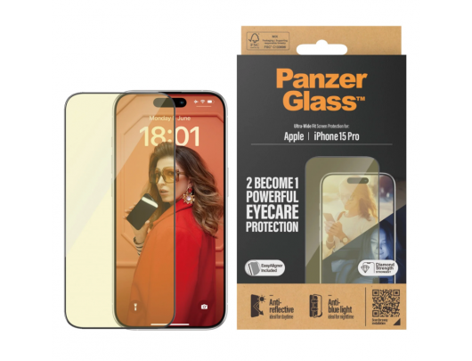 Apsauginis stiklas PanzerGlass Apple iPhone 15 Pro Stiklas Juoda Skaidri