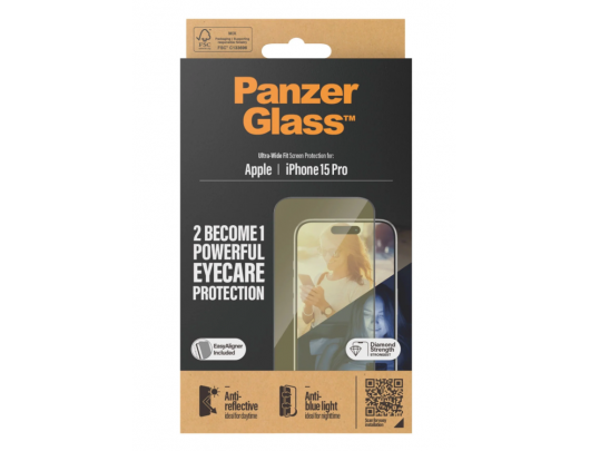 Apsauginis stiklas PanzerGlass Apple iPhone 15 Pro Stiklas Juoda Skaidri