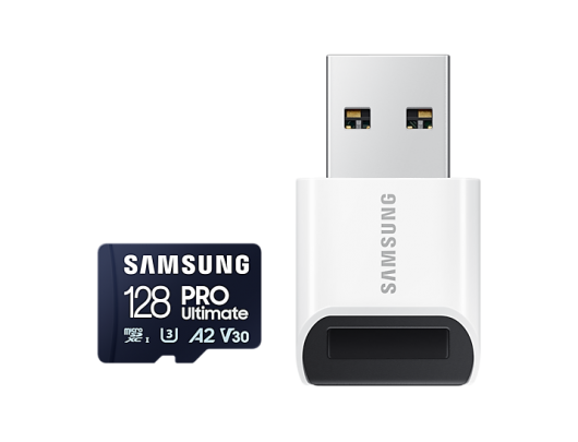 Atminties kortelė Samsung MicroSD Card with Card Reader PRO Ultimate 128GB, microSDXC Memory Card, Flash memory class U3, V30, A2