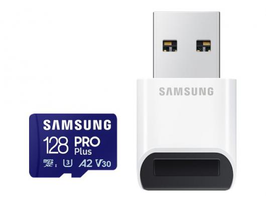 Atminties kortelė SAMSUNG 128GB, PRO Plus MicroSD Card with SD Adapter, Blue Samsung