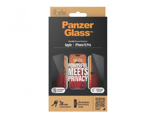 Ekrano apsauga PanzerGlass Apple iPhone 15 Pro Stiklas Juoda Permatoma