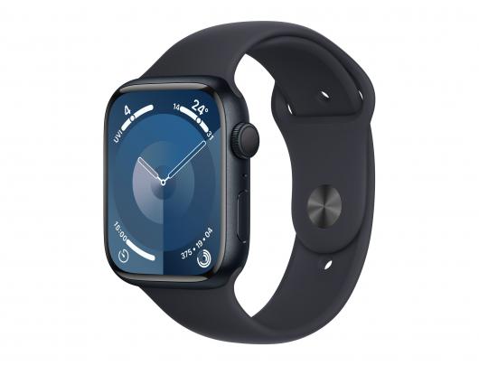 Išmanusis laikrodis Apple Series 9 (GPS) Smart watch 100% recycled aluminium Midnight 45 mm Apple Pay GPS/GLONASS/Galileo/BeiDou/QZSS receiver Water-