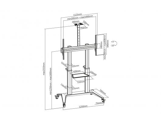 Televizoriaus stovas Digitus Other 70-120" Maximum weight (capacity) 140 kg Black
