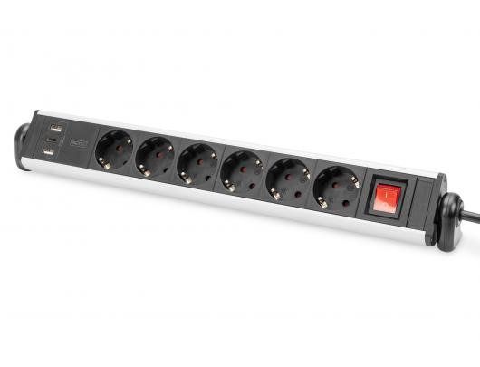 Kabelis Digitus DA-70614 Power strip Power strip Black Black Silver