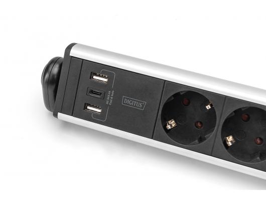 Kabelis Digitus DA-70614 Power strip Power strip Black Black Silver