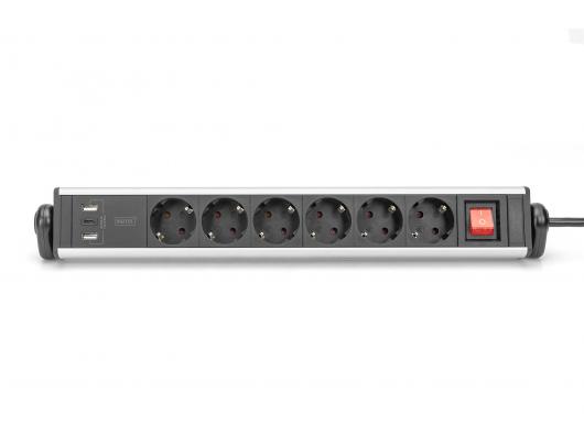 Kabelis Digitus DA-70614 Power strip Power strip Black Black Silver