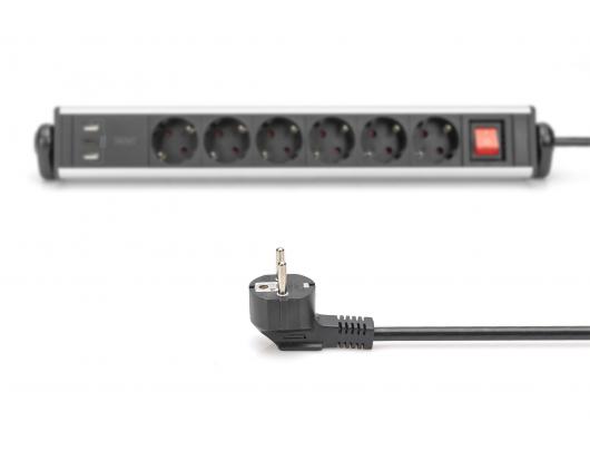Kabelis Digitus DA-70614 Power strip Power strip Black Black Silver