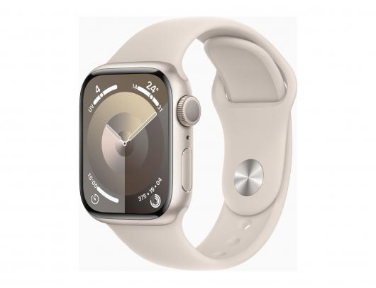 Išmanusis laikrodis Apple Series 9 (GPS) Smart watch 100% recycled aluminium Starlight 41 mm Apple Pay GPS/GLONASS/Galileo/BeiDou/QZSS receiver Water