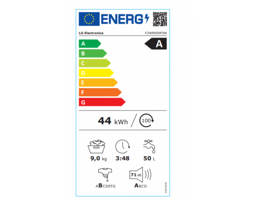 Skalbimo mašina LG Washing Machine F2WR909P3W Energy efficiency class A-10% Front loading Washing capacity 9 kg 1200 RPM Depth 47.5 cm Width 60 cm LE