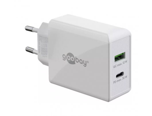 Įkroviklis Goobay 61674 Dual USB-C PD Fast Charger (30 W), White Goobay