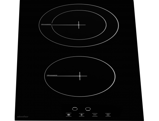 Indukcinė kaitlentė Simfer H3.020.DEBSP Hob, Induction, Width 30 cm, 2 cooking zones, Touch control, Black Simfer