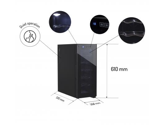 Vyno šaldytuvas Adler Beverage Pantry AD 8083 Energy efficiency class G Free standing Bottles capacity 12 Black