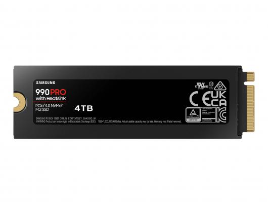 SSD diskas Samsung 990 PRO with Heatsink 4000GB SSD form factor M.2 2280 SSD interface M.2 NVME Read speed 7450 MB/s Write speed 6900 MB/s