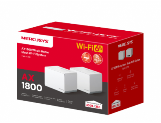 Maršrutizatorius Mercusys Halo H70X V1 - Wi-Fi system - Wi-Fi 6 - desktop 3-port switch AX1800 2.4 GHz / 5 GHz